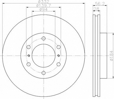 HELLA PAGID 8dd355119081 -  Диск тормозной вентилируемый